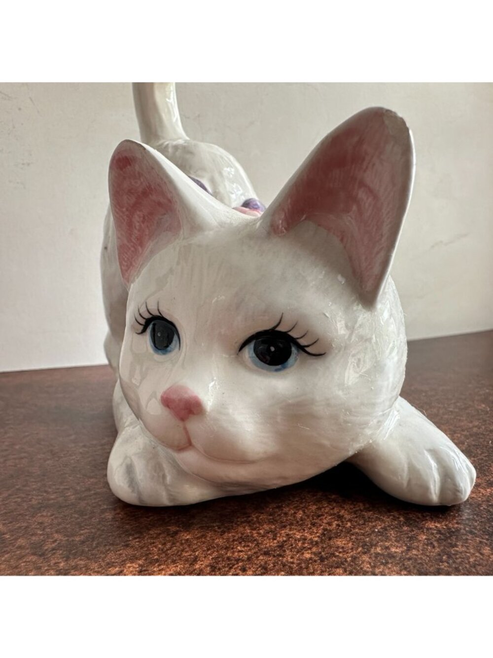 Lefton White Cat Music Box Ceramic Plays Memory from Cats Vintage 1992 - Picture 8 of 12